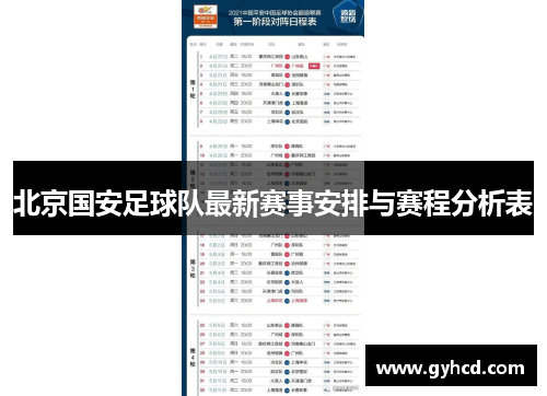 北京国安足球队最新赛事安排与赛程分析表